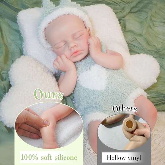 12.21 in Full Silicone Reborn Ivory Baby Boy Dolls Lifelike 6.8LB Weight Baby - Picture 6 of 7
